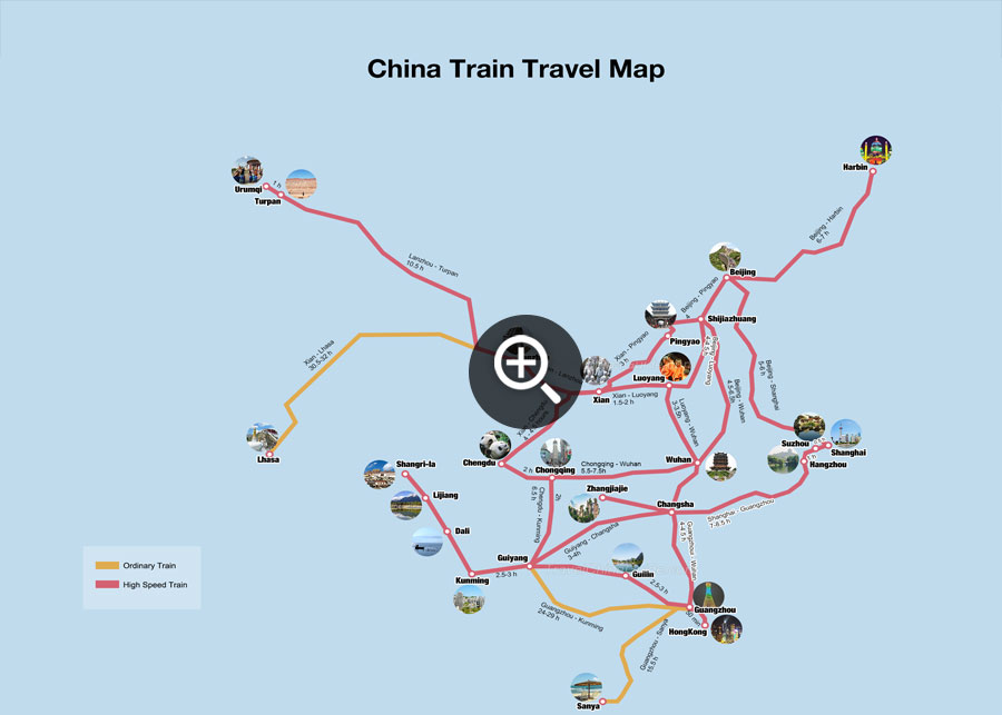 China Train Travel Map